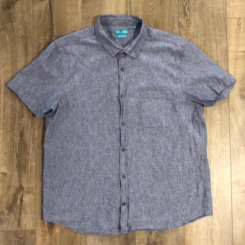 TENTH + OCEAN Washable Linen Short Sleeve Button Down Shirt